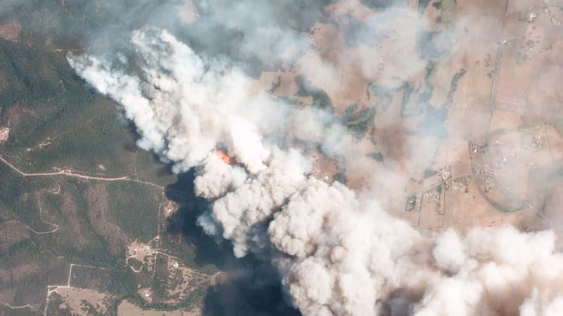 Photo satellite des fumées dues aux incendies au-dessus de l'Australie, le 31 décembre 2019