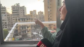 Dalia, une franco-libanaise en attente d'évacuation devant des immeubles touchés par des frappes israéliennes
