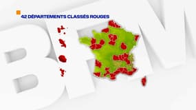 42 départements sont désormais classés en rouge.