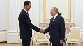 Le président russe Vladimir Poutine reçoit son homologue syrien Bachar al-Assad au Kremlin le 13 septembre 2021
