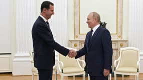 Le président russe Vladimir Poutine reçoit son homologue syrien Bachar al-Assad au Kremlin le 13 septembre 2021
