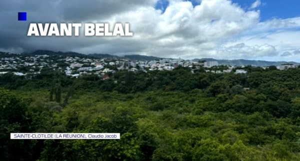 La vue d'un vacancier à Sainte-Clotilde avant le passage du cyclone Belal, sur l'île de La Réunion, le 15 janvier 2024.