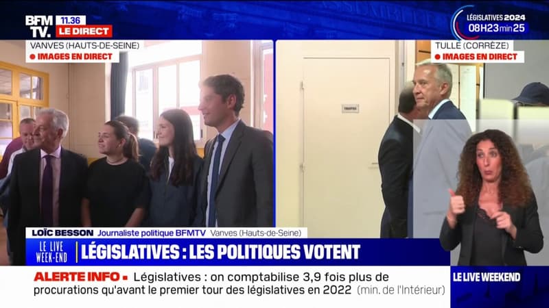 Législatives: Gabriel Attal a voté à Vanves, François Hollande s'est rendu aux urnes à Tulle