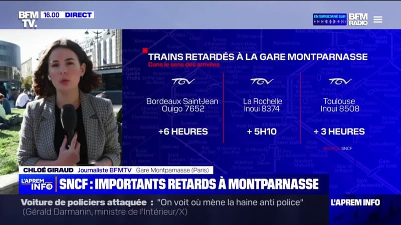 Problème électrique à la gare de Paris-Montparnasse: entre 30 minutes et 2h30 de retard pour les départs, jusqu'à 6h de retard pour les arrivées