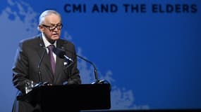 Le président Martti Ahtisaari, fondateur et président du CMI, s'exprimant lors du séminaire Wisdom Wanted - CMI and the Elders à Helsinki, le 22 mai 2017.