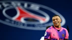 Le Français Kylian Mbappé, lors du match entre le Paris SG et l'OGCN, le 13 février 2021 au Parc des Princes à Paris 