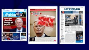 Les unes du Parisien, de Libération et du Figaro datées du vendredi 6 septembre 2024, au lendemain de la nomination de Michel Barnier à Matignon