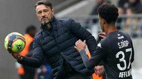 Le coach de l'AS Monaco Niko Kovac et Sofiane Diop restent sur un match nul vierge sur le terrain du Stade de Reims, le 7 novembre 2021 