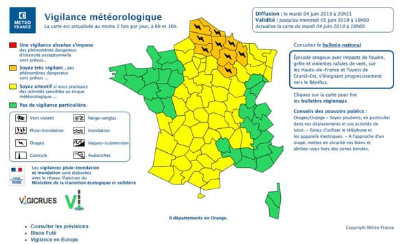 18 départements sont placés en vigilance orange orages. 18 départements sont placés en vigilance orange orages.