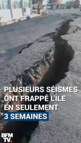 En Indonésie, le dernier séisme a laissé apparaître des fissures béantes sur la route