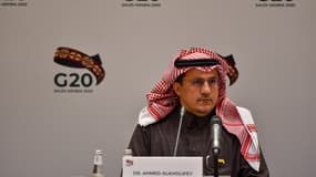Le gouverneur de la Banque centrale d'Arabie Saoudite, Ahmed Alkholife, lors d'une réunion du G20 en février 2020.