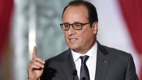 François Hollande lors de sa 6e conférence de presse à l'Elysée
