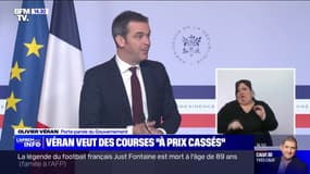 "On veut que le panier de la ménagère ou du ménager puisse être à prix cassés sur les produits essentiels du quotidien", assure Olivier Véran 