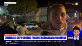 Après leur défaite face au PSG, les joueurs de l'OM accueillis à Marignane par quelques supporters