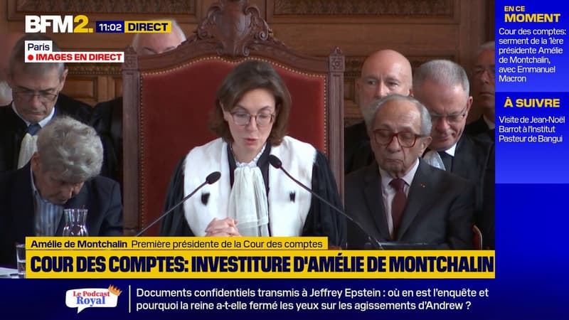 "La Cour des comptes vous remercie de votre présence": Amélie de Montchalin, s'adresse à Emmanuel Macron présent lors de l'audience d'investiture à la Cour des comptes