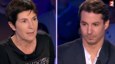 Jérémy Ferrari face à Christine Angot, le 11 novembre 2017 dans "On n'est pas couché"