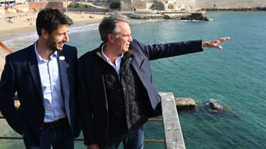 Tony Estanguet avec Renaud Muselier, le président de la région PACA, lors d'une visite à Marseille en mars 2022