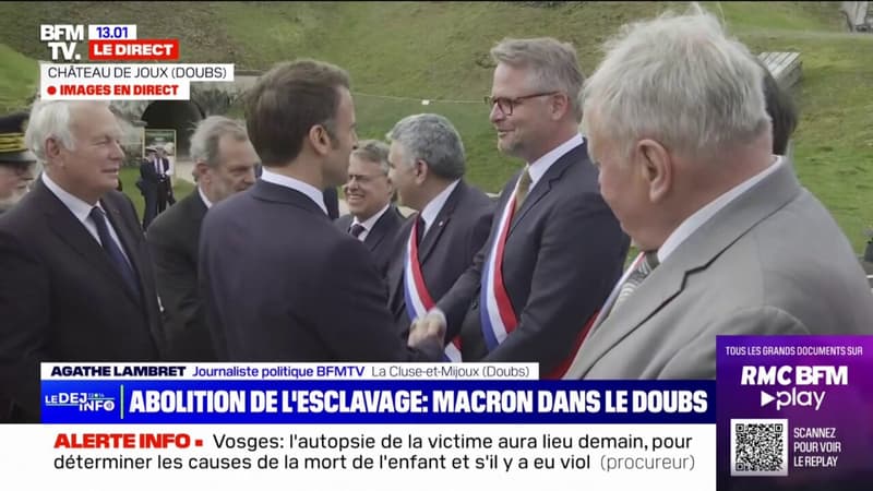 Doubs: Emmanuel Macron est arrivé au château de Joux pour prononcer son discours sur l'abolition de l'esclavage
