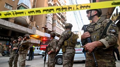 L'armée libanaise déployée près des lieux d'une frappe israélienne à Beyrouth le 23 novembre 2025
