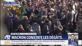 Emmanuel Macron rend visite aux commerçants victimes de vandalisme à Paris