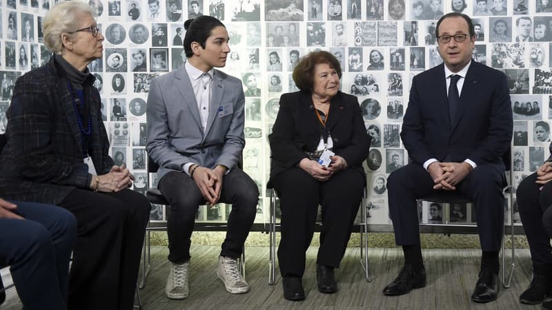 François Hollande a rencontré cinq rescapés et cinq jeunes Juifs mardi au mémorial de la Shoah. 