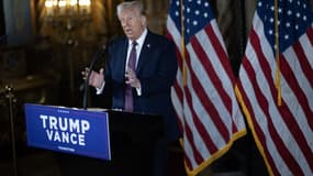 Donald Trump lors d'une conférence de presse à Mar-a-Lago, États-Unis, le mardi 7 janvier 2025