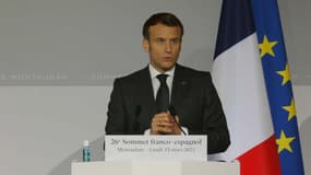 Le président de la République Emmanuel Macron à Montauban le lundi 15 mars 2021