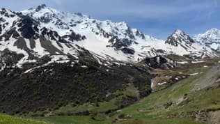 Les Alpes vues depuis le jardin du Lautaret (Hautes-Alpes), en mai 2024.