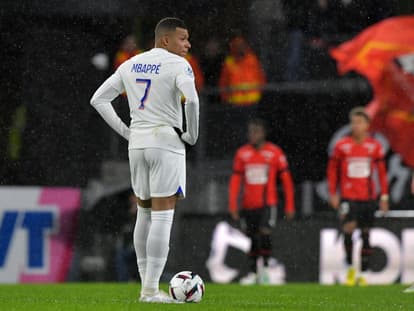 Kylian Mbappé à son entrée en jeu lors de Rennes-PSG, 15 janvier 2022
