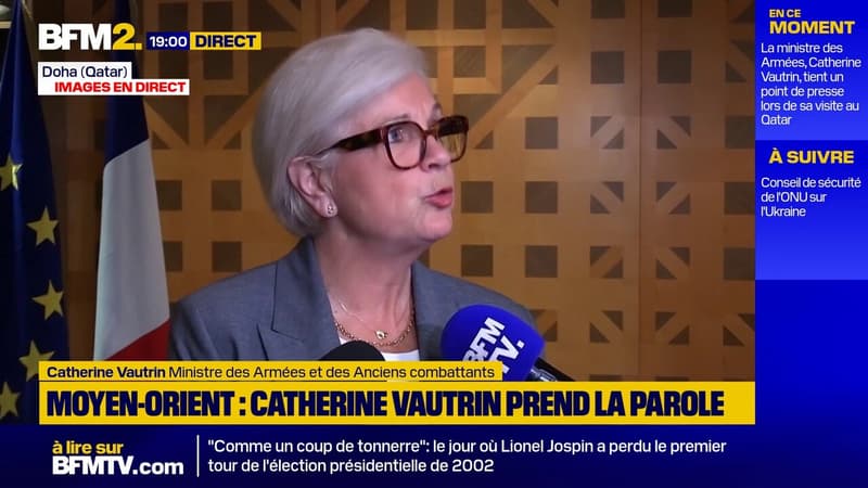 "La France est aux côtés des pays qui ont une défense à assurer", déclare la ministre des Armées, Catherine Vautrin