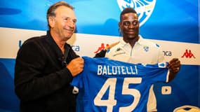 Massimo Cellino et Mario Balotelli, à Brescia le 19 août 2019