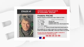 Frédéric Pache, âgé de 55 ans, a disparu depuis le 4 mai 2022 à Marseille.