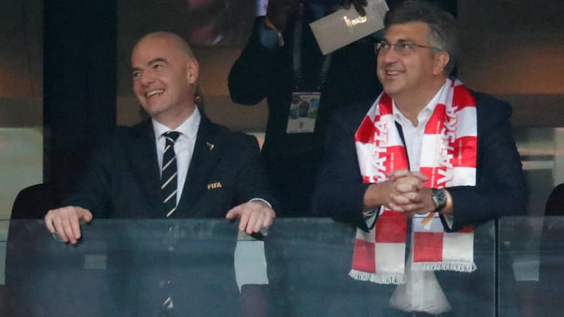 Andrej Plenkovic, Premier ministre croate et Gianni Infantino, président de la Fifa