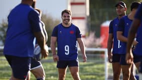 Antoine Dupont lors de l'entraînement du XV de France, le 10 octobre 2023.