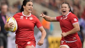 Julia Schell lors de la victoire du Canada face aux Fidji à la Coupe du monde de rugby féminin 2025