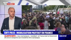 Matthieu Valet (SICP) évoque "plus de 16.000 participants pour les 4 manifestations" toujours en cours à Paris contre le pass sanitaire