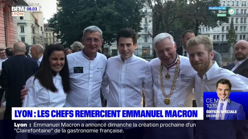 Lyon: des restaurateurs ont remercié Emmanuel Macron au dîner des "Grands chefs"