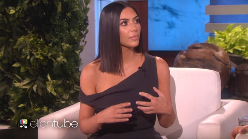 Kim Kardashian sur le plateau du "Ellen DeGeneres Show", le 27 avril 2017