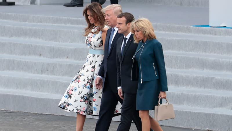 Le couple Trump et le couple Macron le 14 juillet 2017 à Paris. 