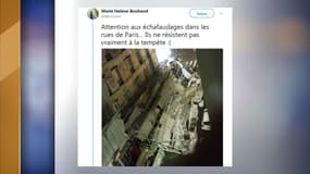 Un échafaudage s'est effondré à cause du vent à Paris.