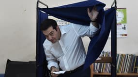 Le Premier ministre grec Alexis Tsipras vient de voter au référendum, le 5 juillet, à Athènes. 