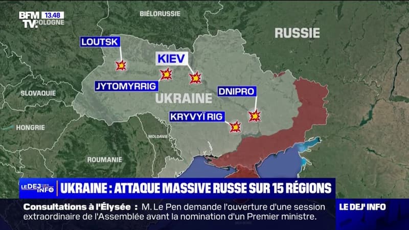 Ukraine: 15 régions touchées par une attaque massive de la Russie, au moins trois morts