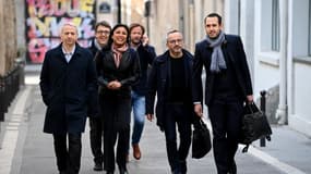 La délégation socialiste arrive au siège de La France insoumise, à Paris, le 27 avril 2022