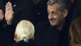 L'ancien président Nicolas Sarkozy, deux jours après sa condamnation à cinq ans de prison, au Parc des Princes, le 27 septembre 2025