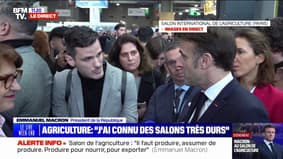 Emmanuel Macron assure que "la filière agricole et agroalimentaire française est une grande filière d'exportation" et qu'il "faut la défendre et la rendre encore plus compétitive"