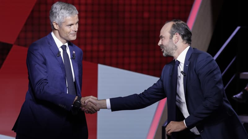 Edouard Philippe et Laurent Wauquiez sur le plateau de l'Emission politique ce jeudi.
