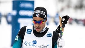 Le fondeur français Richard Jouve, à l'arrivée de l'épreuve du sprint, comptant pour la Coupe du monde, le 22 mars 2019 à Québec City