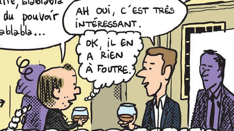 Emmanuel Macron et Mathieu Sapin dans la BD "Comédie française" de Mathieu Sapin
