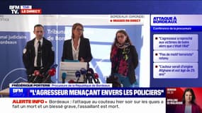 Attaque au couteau à Bordeaux: "Le policier a fait feu alors que l'assaillant lui faisait face arme à la main" détaille la procureure de la République de Bordeaux