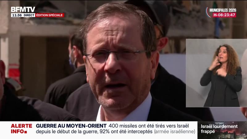 "Nous sommes ici pour montrer notre résilience" assure Isaac Herzog, président d'Israël, qui s'est rendu à Arad